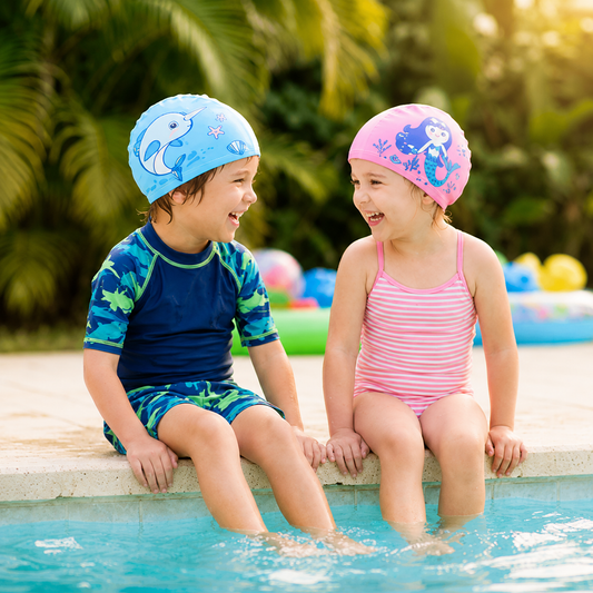 Enfants à la piscine avec Bumelo AquaProtec
